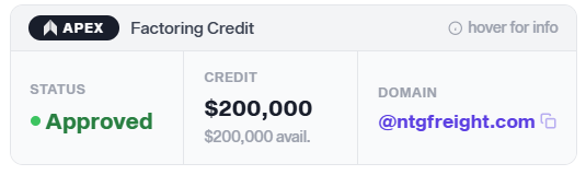 Apex Capital factoring credit — Approved, $200,000