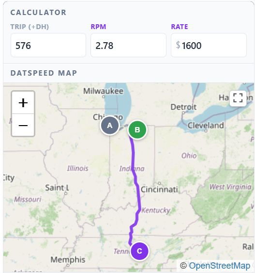 DATSpeed route map with calculator