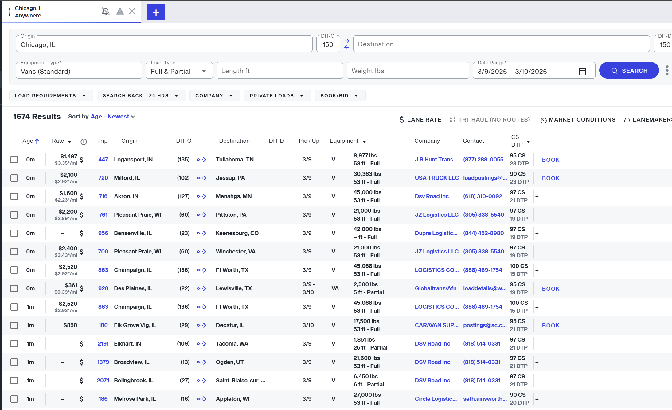 DAT One without DATSpeed — standard view